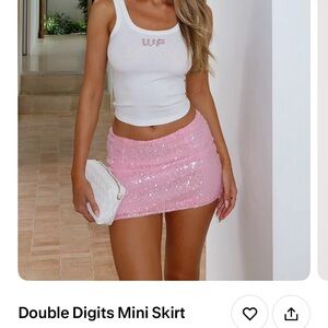 White Fox Boutique Pink Sequin Mini Skirt